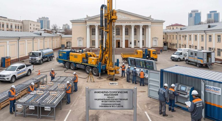 Инженерно-геологические изыскания (бурение 635 м): Национальный художественный музей Узбекистана